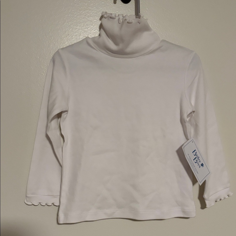White Long Sleeve turtleneck with frill